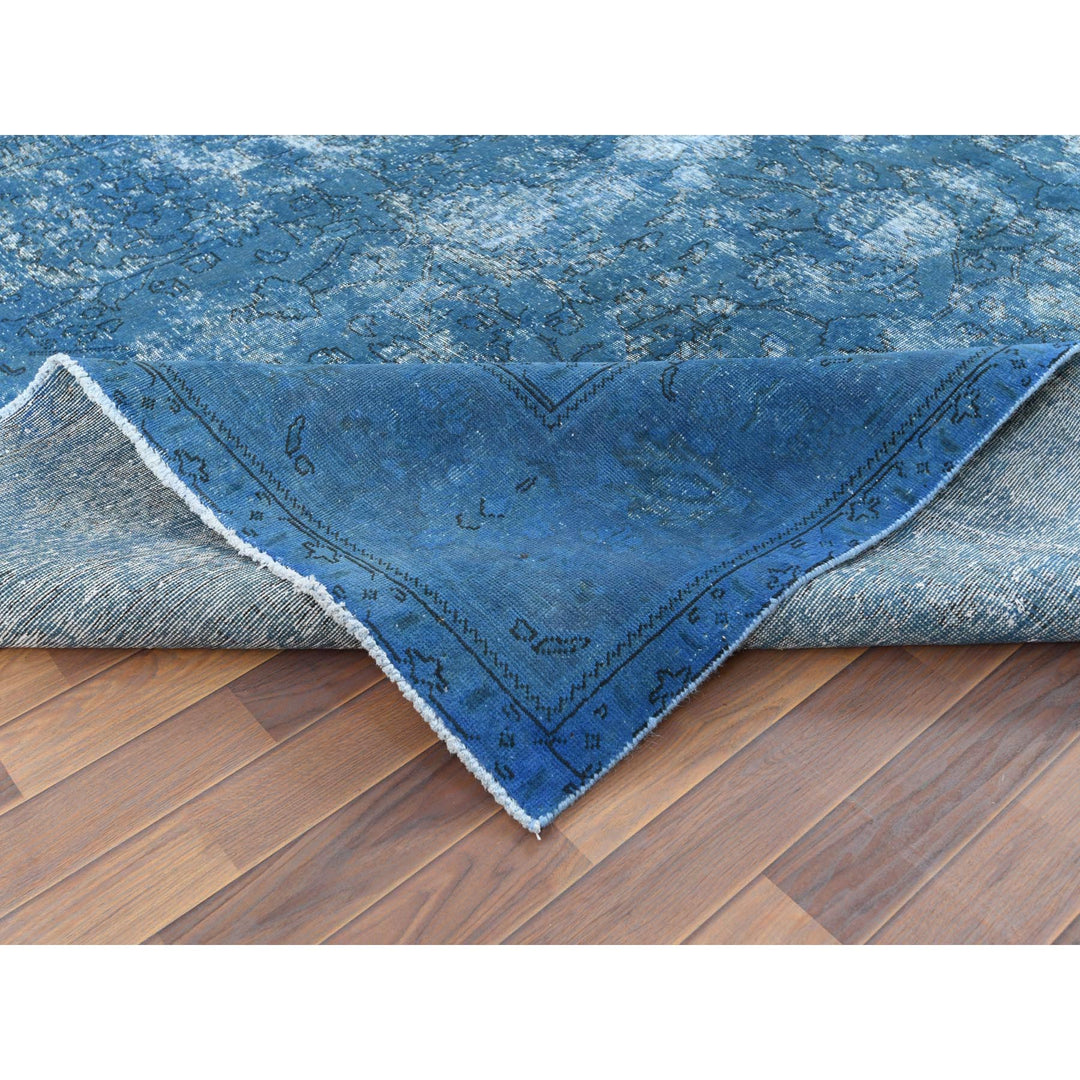 9'8" x 10'10" Vintage Hand Knotted Blue Cotton Rectangle Oriental Rug - MOA10261487