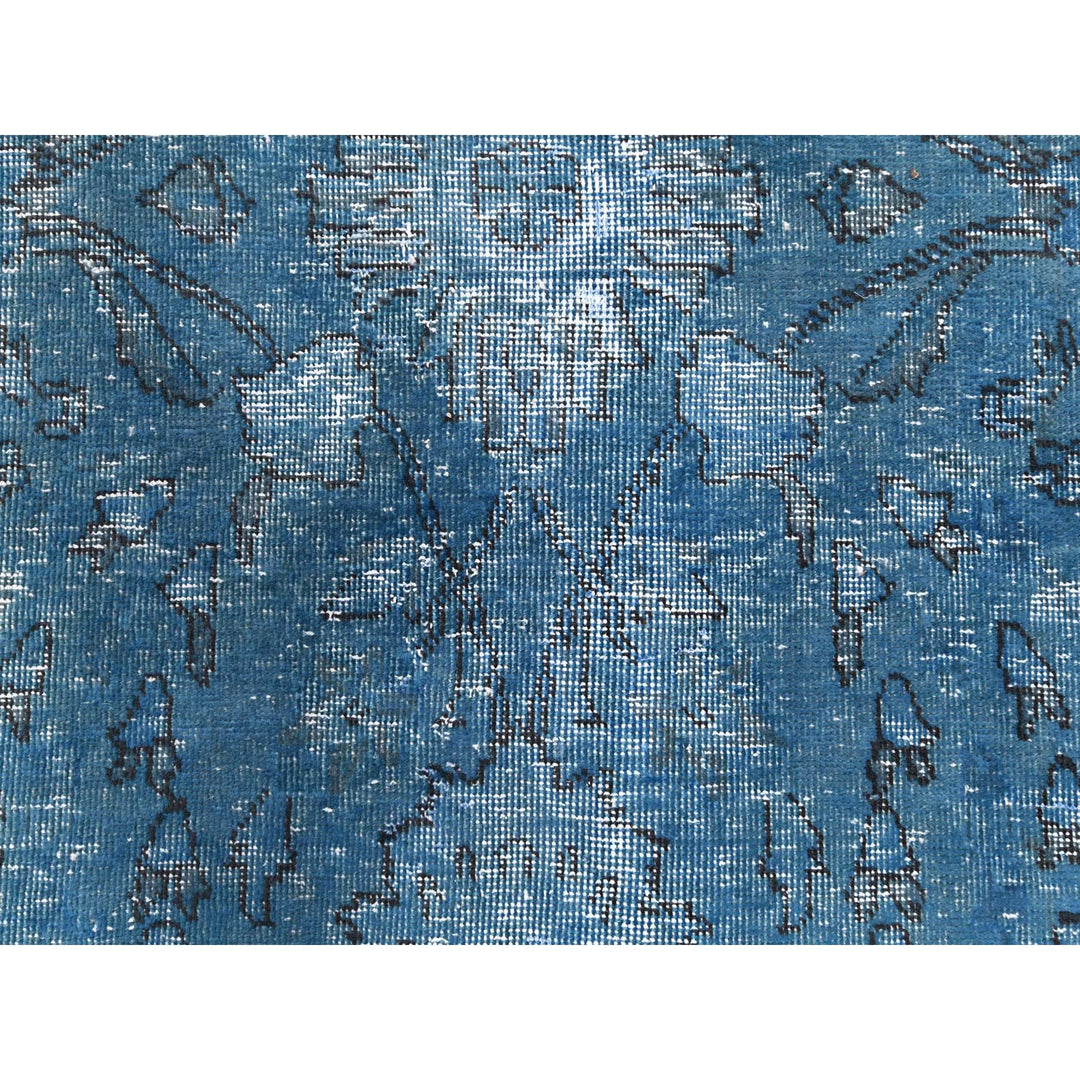 9'8" x 10'10" Vintage Hand Knotted Blue Cotton Rectangle Oriental Rug - MOA10261487