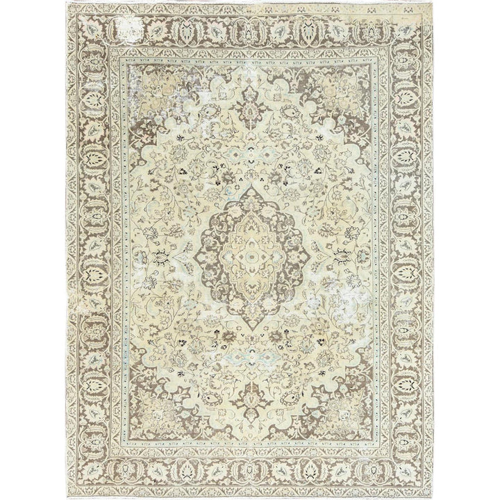 7'7" x 10'1" Vintage Hand Knotted Ivory Cotton Rectangle Oriental Rug - MOA10261503