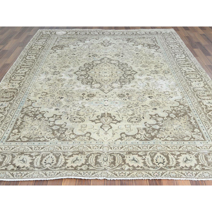 7'7" x 10'1" Vintage Hand Knotted Ivory Cotton Rectangle Oriental Rug - MOA10261503