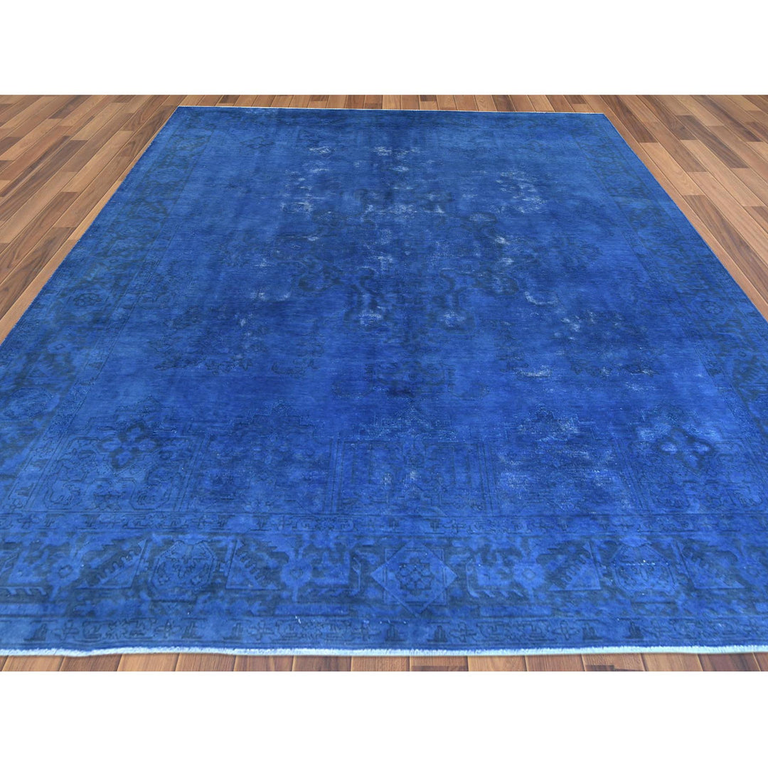 9'6" x 12'10" Vintage Hand Knotted Blue Cotton Rectangle Oriental Rug - MOA10261512