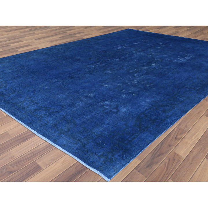 9'6" x 12'10" Vintage Hand Knotted Blue Cotton Rectangle Oriental Rug - MOA10261512