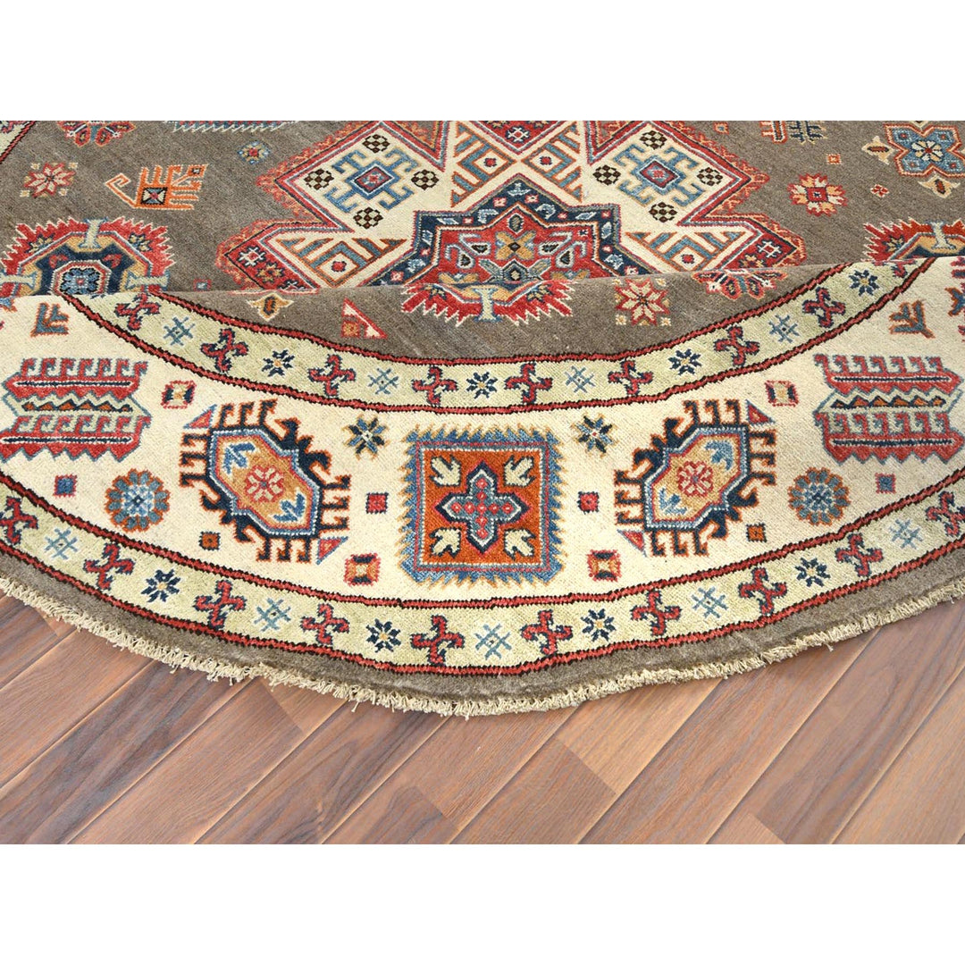 8'0" x 7'10" New Hand Knotted Brown Wool Round Oriental Rug - MOA10261678