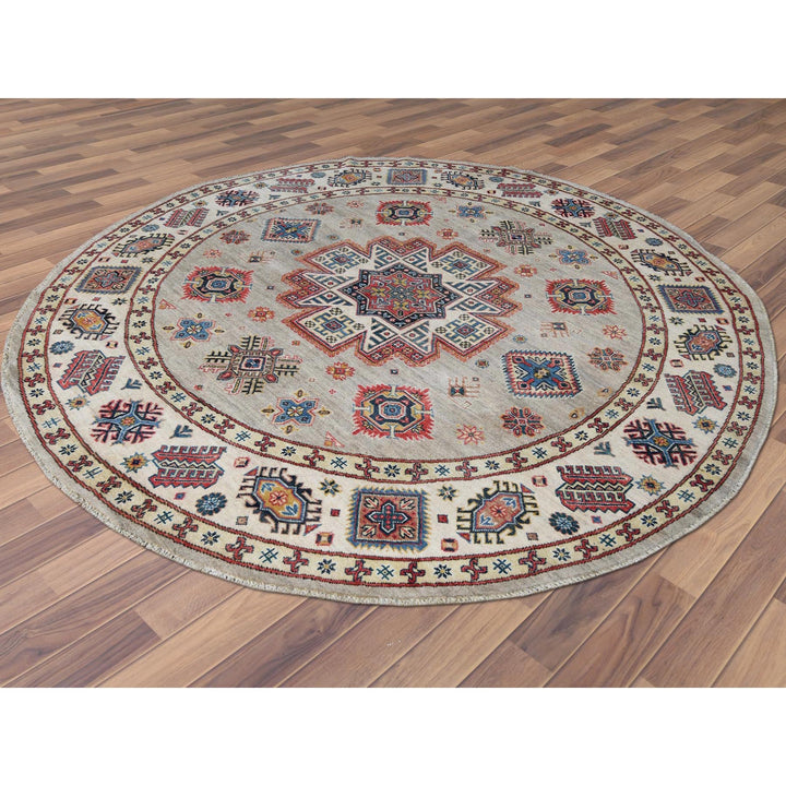 7'9" x 7'10" New Hand Knotted Beige Wool Round Oriental Rug - MOA10261682