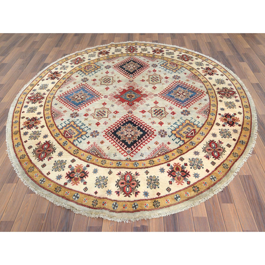 7'9" x 8'0" New Hand Knotted Ivory Wool Round Oriental Rug - MOA10261697