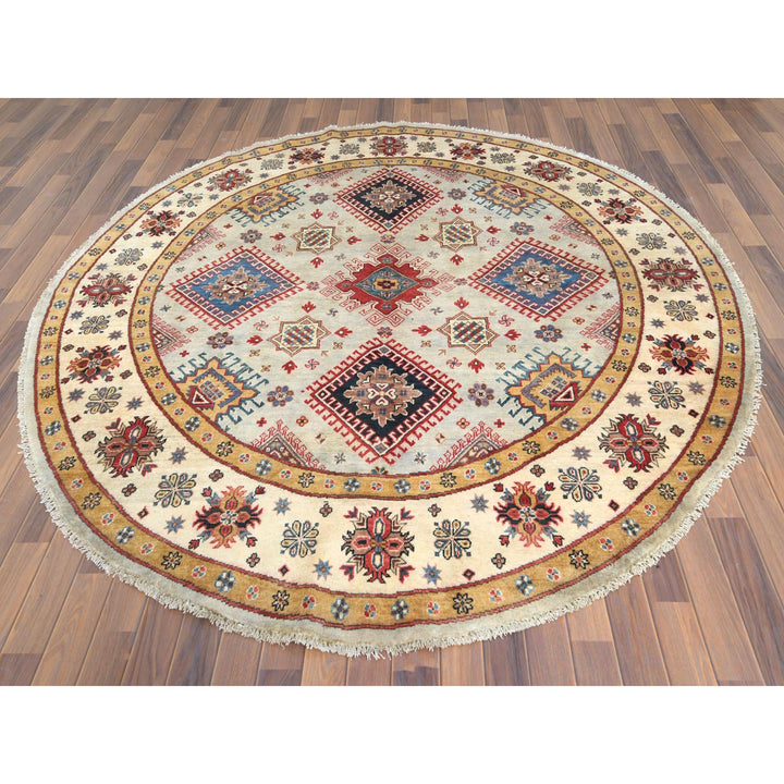 7'9" x 8'0" New Hand Knotted Ivory Wool Round Oriental Rug - MOA10261697