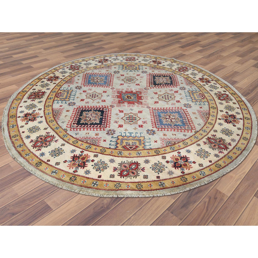 7'9" x 8'0" New Hand Knotted Ivory Wool Round Oriental Rug - MOA10261697