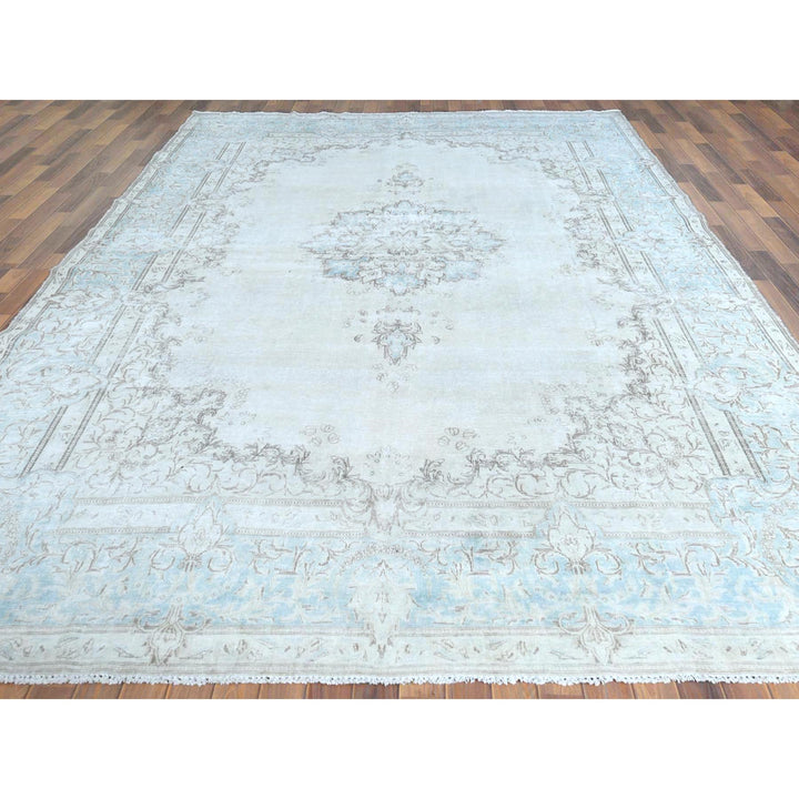 9'1" x 13'4" Vintage Hand Knotted Ivory Cotton Rectangle Oriental Rug - MOA10261712