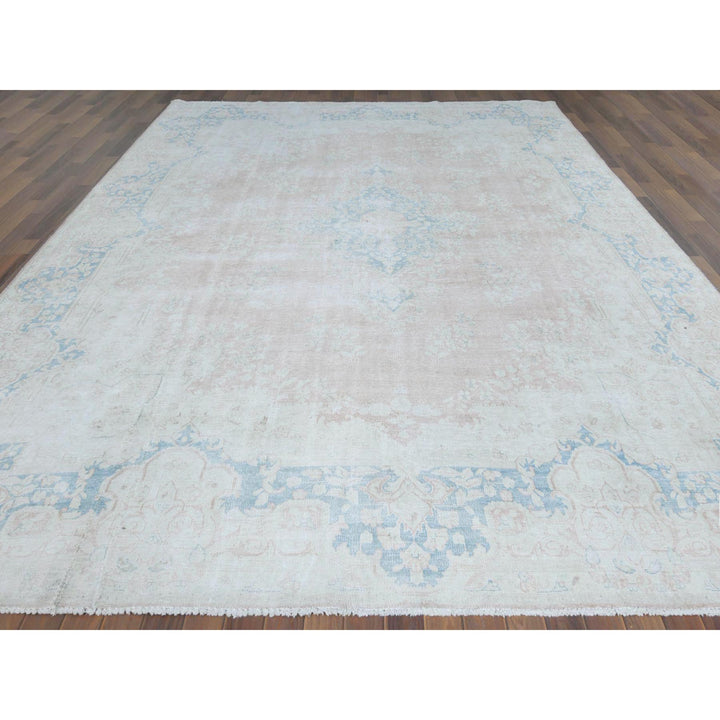 9'9" x 13'3" Vintage Hand Knotted Pink Cotton Rectangle Oriental Rug - MOA10261735