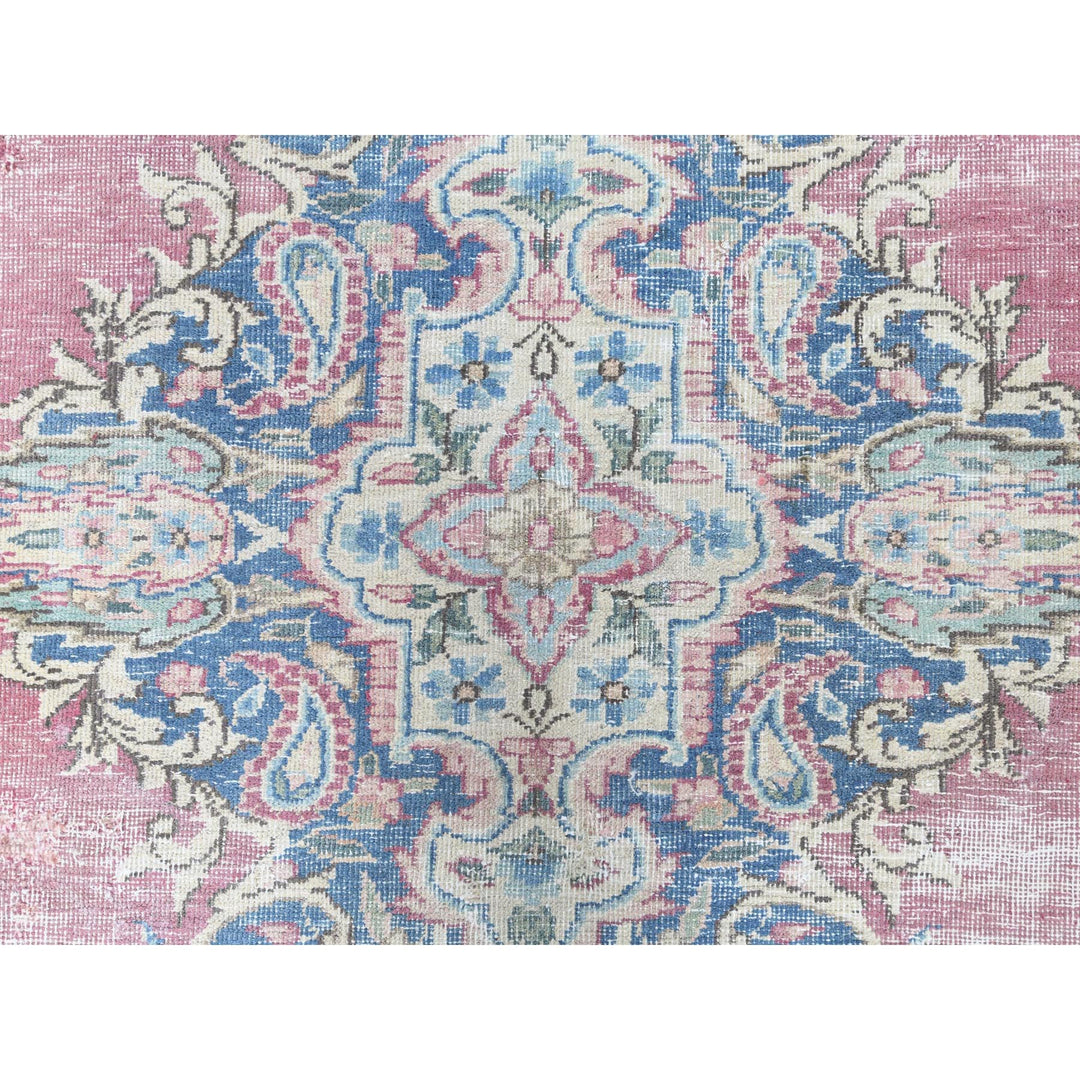 6'7" x 8'7" Vintage Hand Knotted Pink Cotton Rectangle Oriental Rug - MOA10261744