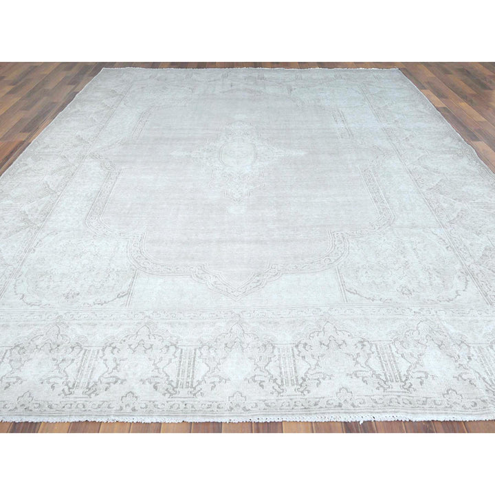 9'6" x 12'5" Vintage Hand Knotted Ivory Cotton Rectangle Oriental Rug - MOA10261793