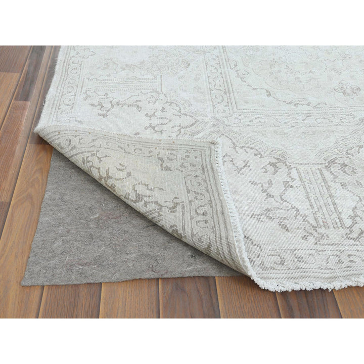 9'6" x 12'5" Vintage Hand Knotted Ivory Cotton Rectangle Oriental Rug - MOA10261793