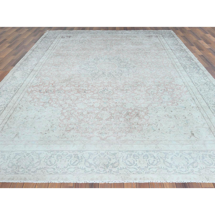 9'8" x 12'10" Vintage Hand Knotted Ivory Cotton Rectangle Oriental Rug - MOA10261795