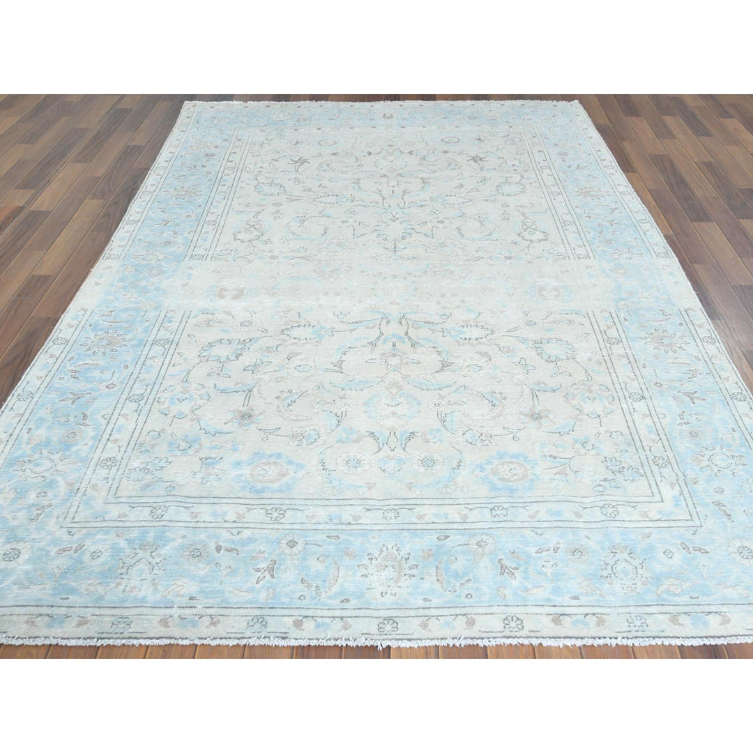 6'6" x 9'7" Vintage Hand Knotted Ivory Cotton Rectangle Oriental Rug - MOA10261799