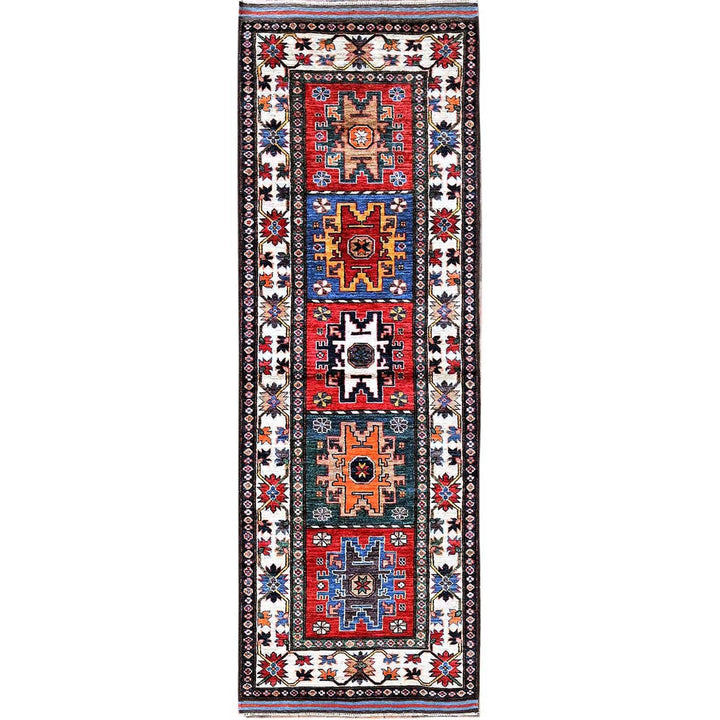 2'8" x 7'7" New Hand Knotted Red Wool Runner Oriental Rug - MOA102617