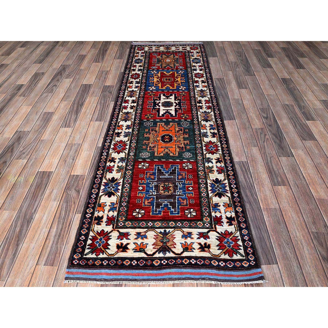 2'8" x 7'7" New Hand Knotted Red Wool Runner Oriental Rug - MOA102617
