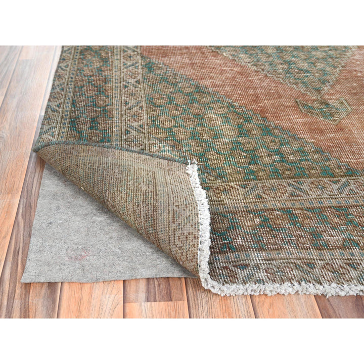 4'1" x 6'0" Vintage Hand Knotted Brown Worn Wool Rectangle Oriental Rug - MOA10261953