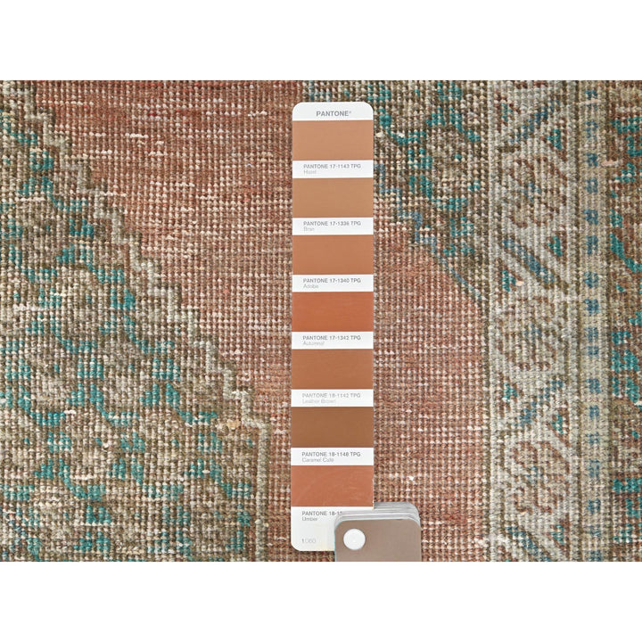 4'1" x 6'0" Vintage Hand Knotted Brown Worn Wool Rectangle Oriental Rug - MOA10261953