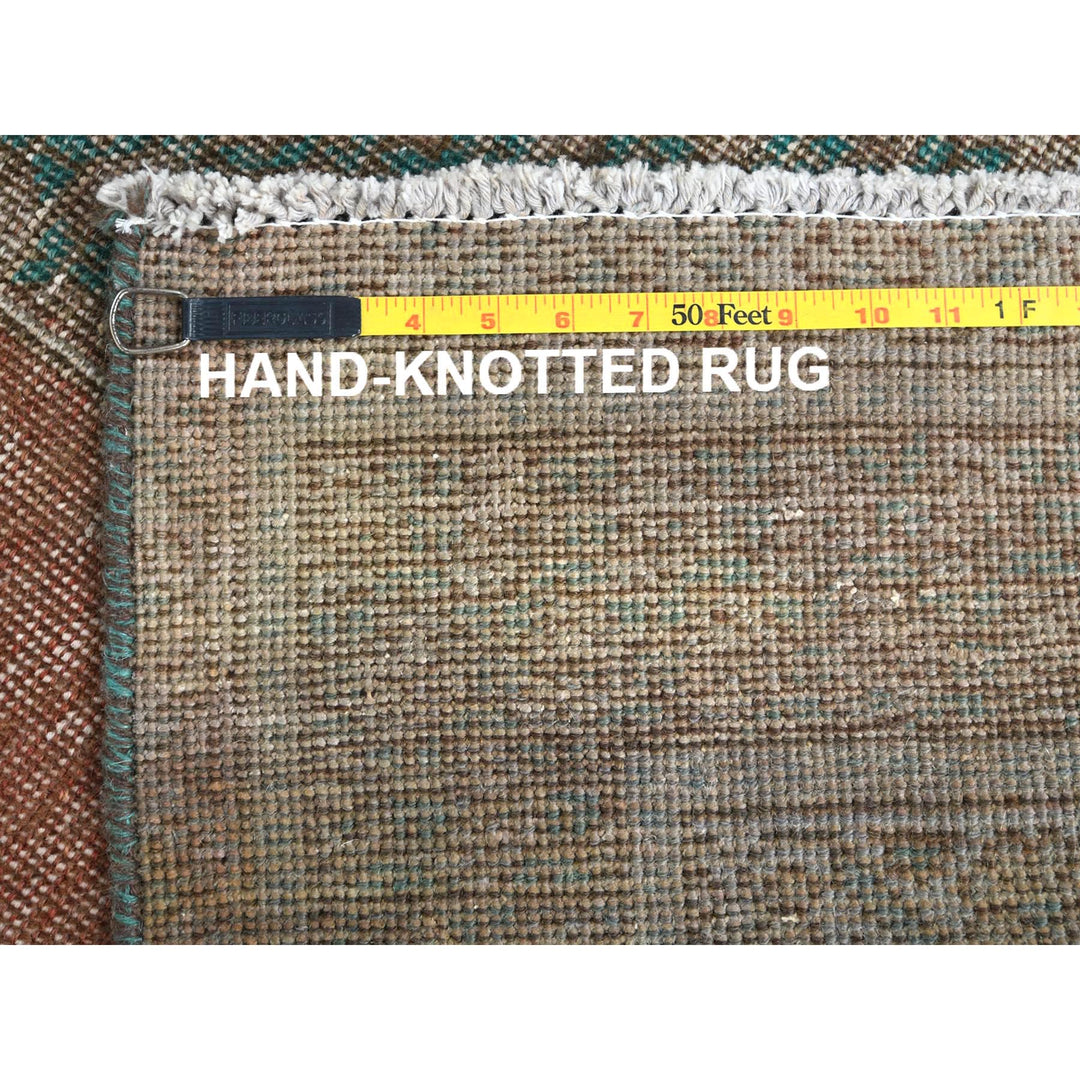 4'1" x 6'0" Vintage Hand Knotted Brown Worn Wool Rectangle Oriental Rug - MOA10261953