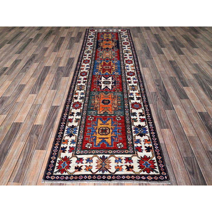 2'9" x 9'3" New Hand Knotted Red Wool Runner Oriental Rug - MOA102619