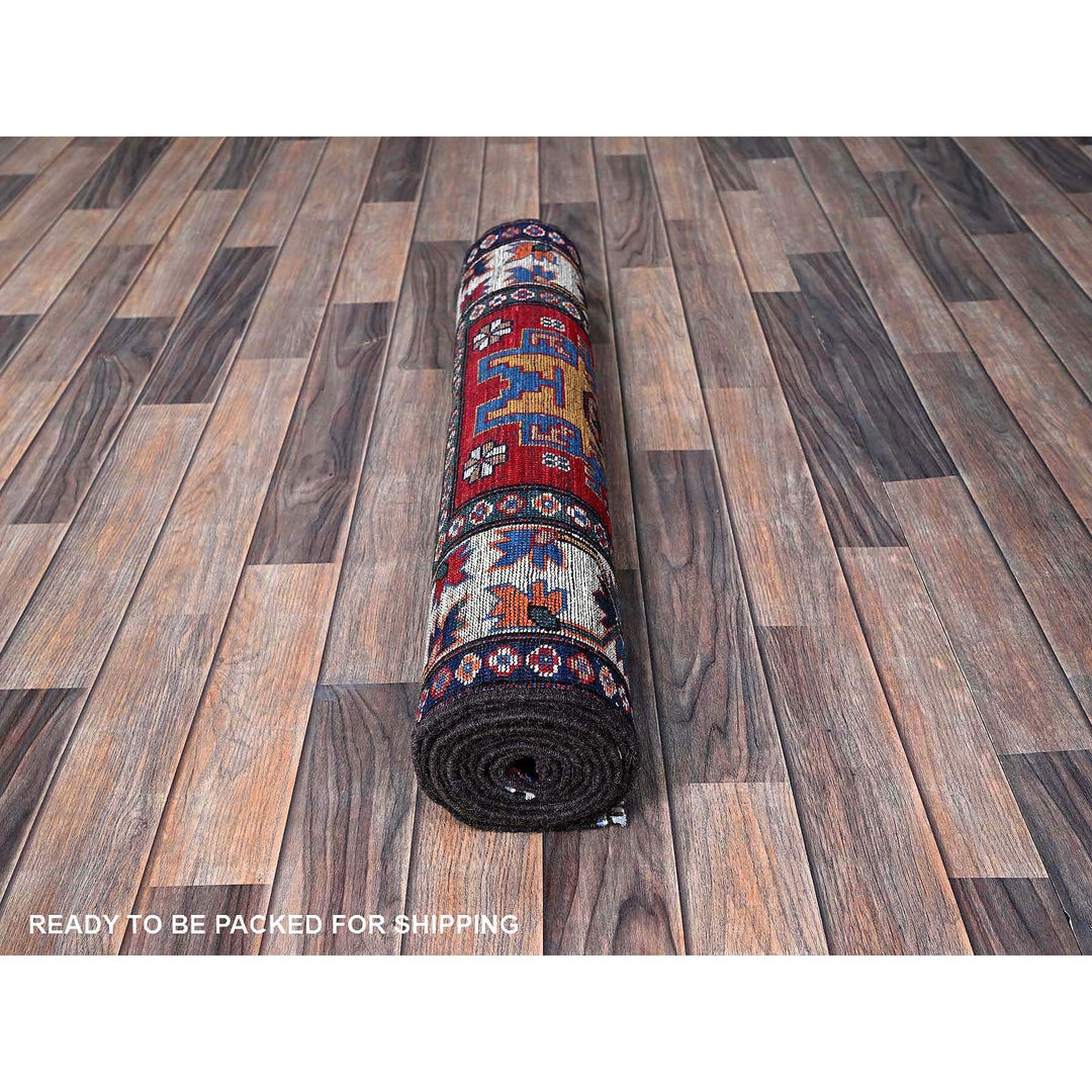 2'9" x 9'3" New Hand Knotted Red Wool Runner Oriental Rug - MOA102619
