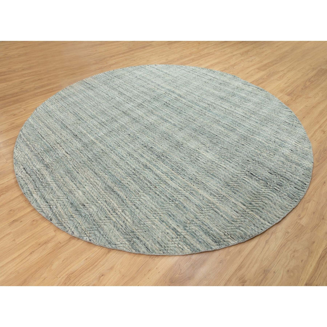 9'10" x 10'0" New Hand Loomed Green Wool Round Oriental Rug - MOA10262062