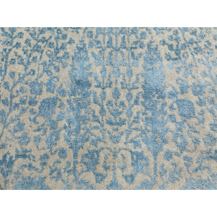 9'10" x 9'10" New Hand Loomed Blue Wool & Silk Round Oriental Rug - MOA10262066