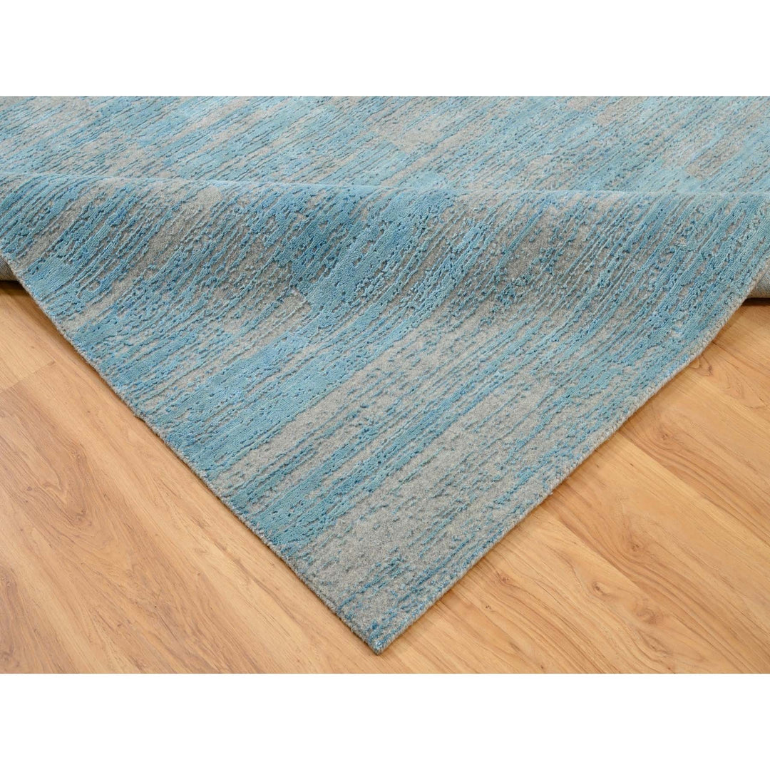 6'0" x 9'0" New Hand Loomed Blue Cotton Rectangle Oriental Rug - MOA10262096