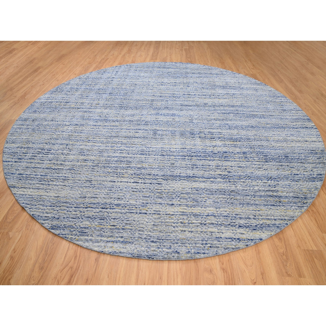 11'9" x 12'0" New Hand Loomed Grey Wool Round Oriental Rug - MOA10262099