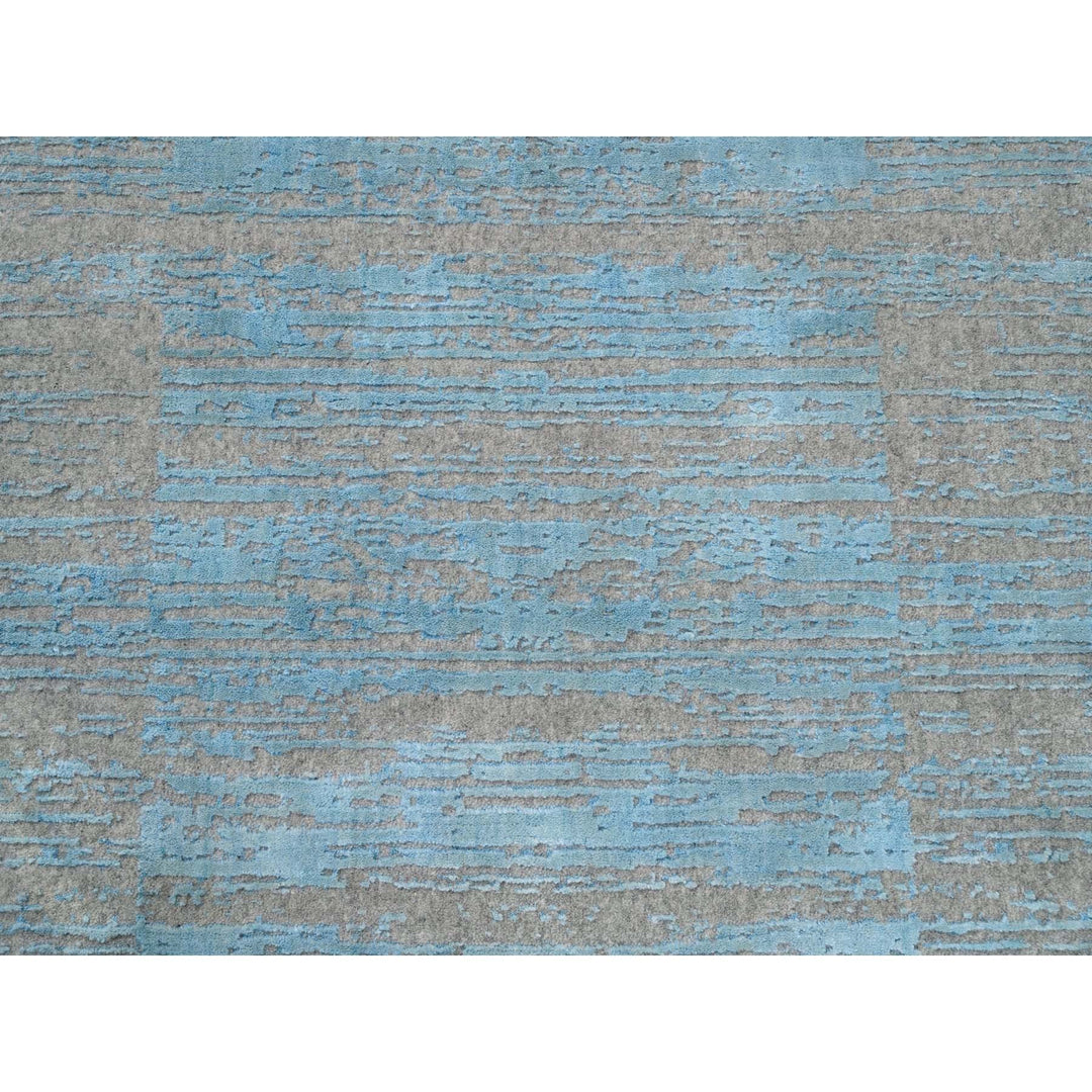 9'11" x 13'11" New Hand Loomed Blue Wool Rectangle Oriental Rug - MOA10262117