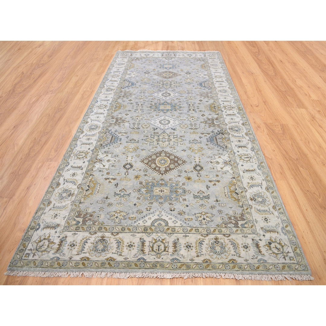 6'2" x 11'8" New Hand Knotted Grey Wool Runner Oriental Rug - MOA10262136