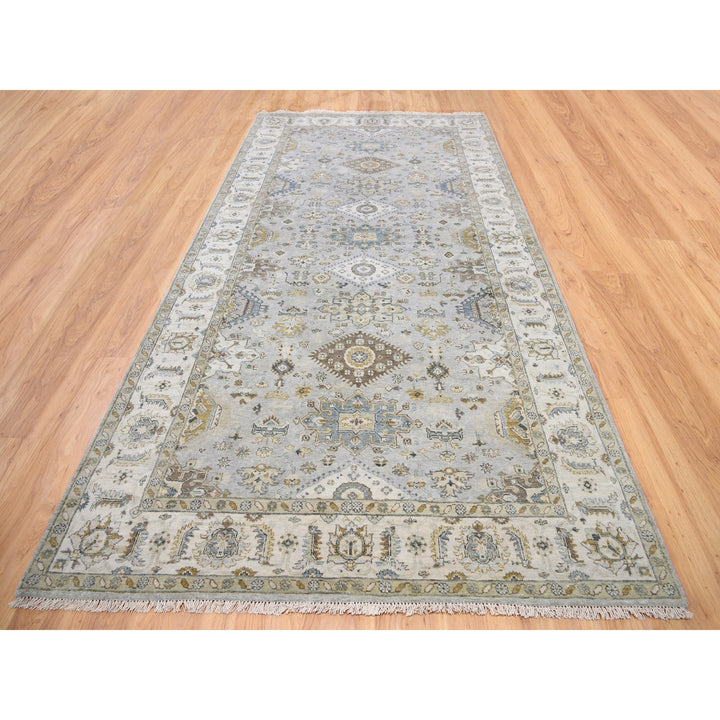 6'2" x 11'8" New Hand Knotted Grey Wool Runner Oriental Rug - MOA10262136