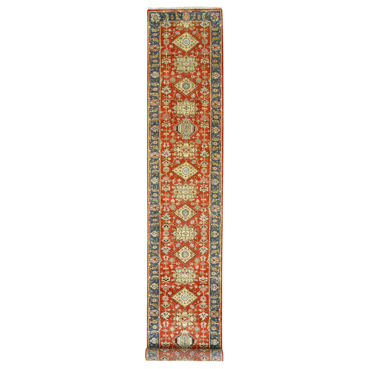 2'6" x 15'10" New Hand Knotted Red Wool Runner Oriental Rug - MOA10262165