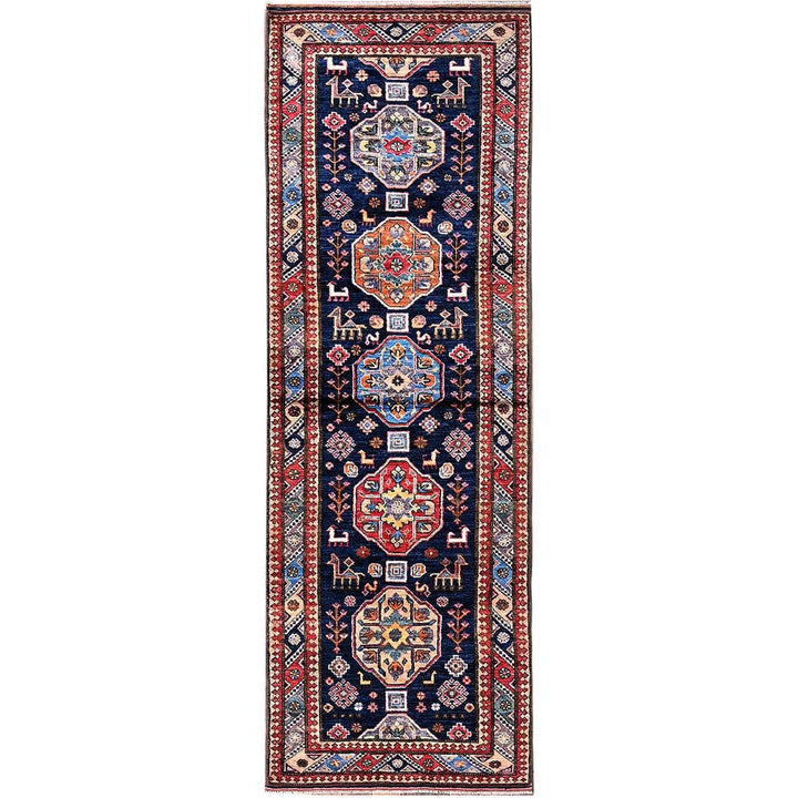 2'9" x 8'4" New Hand Knotted Blue Wool Runner Oriental Rug - MOA102621