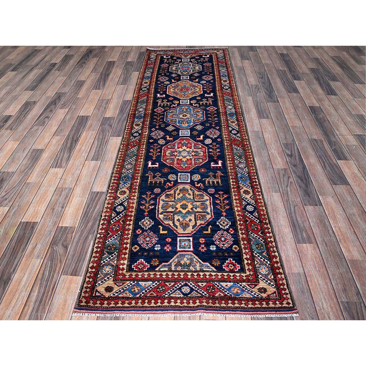 2'9" x 8'4" New Hand Knotted Blue Wool Runner Oriental Rug - MOA102621