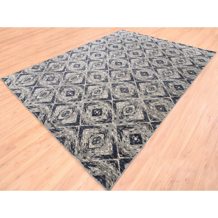 9'0" x 12'0" New Hand Knotted Black Wool Rectangle Oriental Rug - MOA10262200