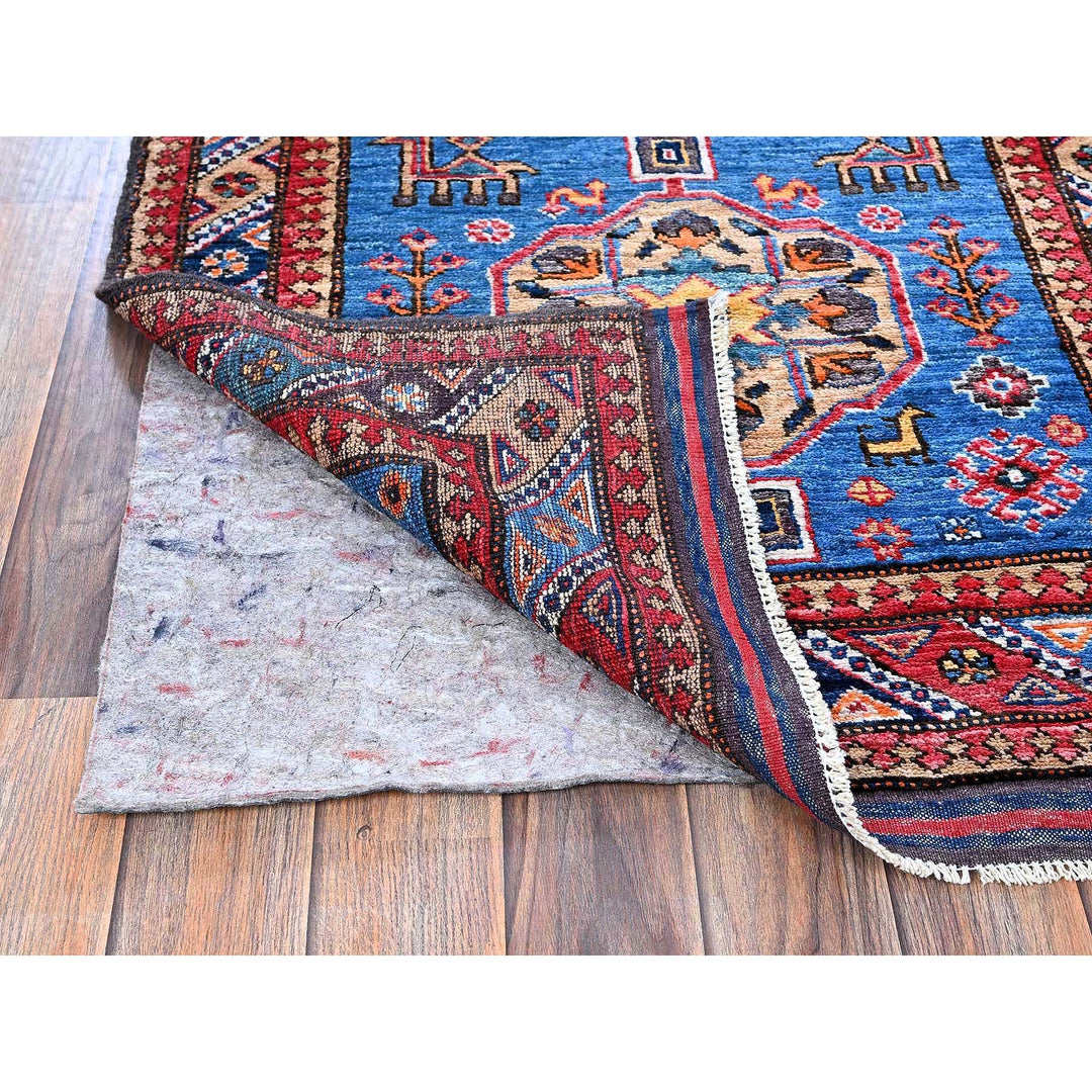 2'8" x 9'7" New Hand Knotted Blue Wool Runner Oriental Rug - MOA102622