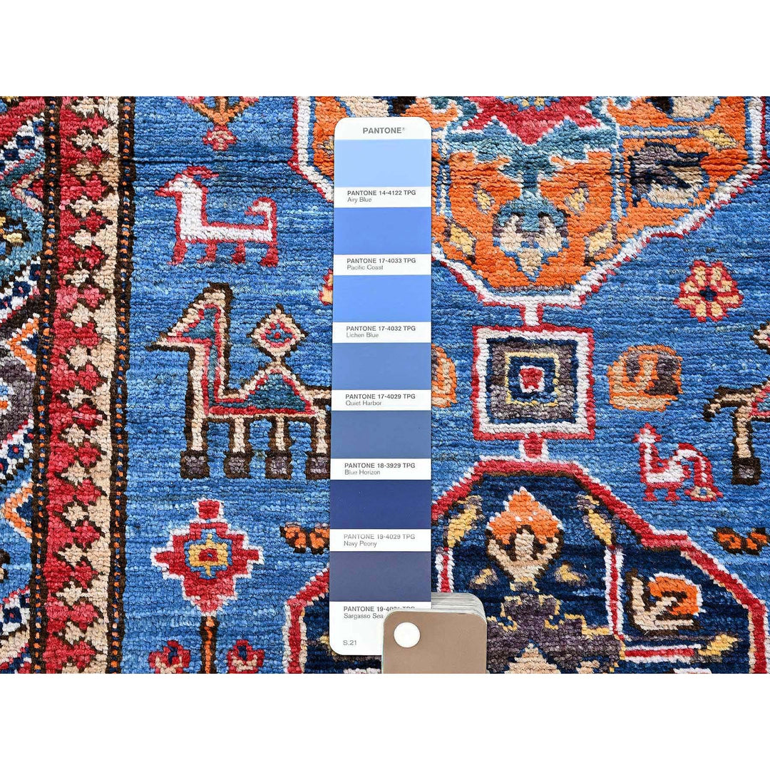 2'8" x 9'7" New Hand Knotted Blue Wool Runner Oriental Rug - MOA102622