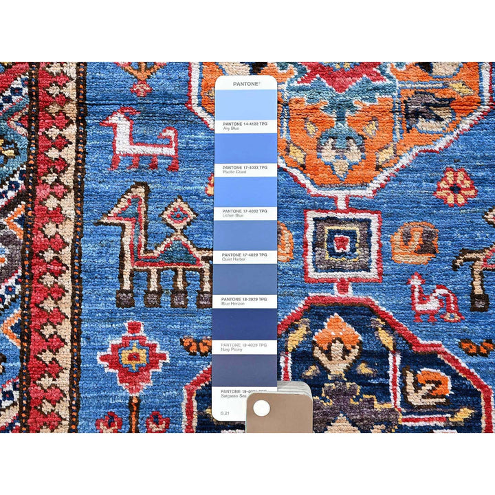 2'8" x 9'7" New Hand Knotted Blue Wool Runner Oriental Rug - MOA102622