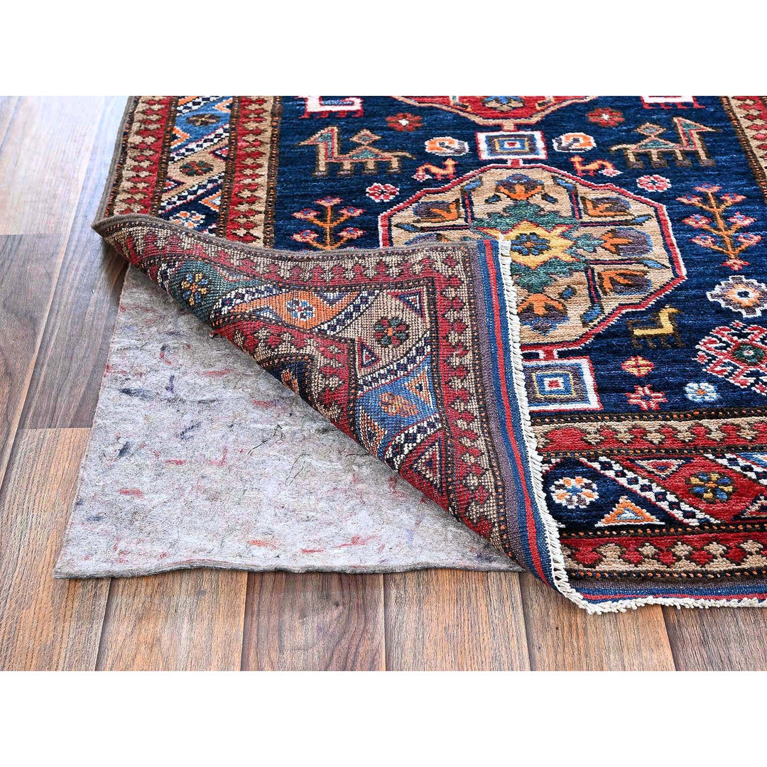 2'8" x 9'6" New Hand Knotted Blue Wool Runner Oriental Rug - MOA102623