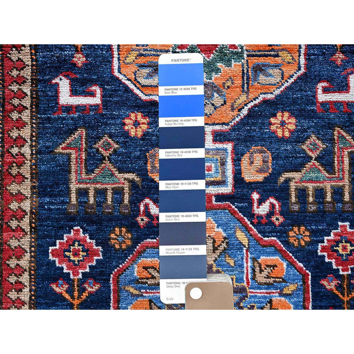 2'8" x 9'6" New Hand Knotted Blue Wool Runner Oriental Rug - MOA102623