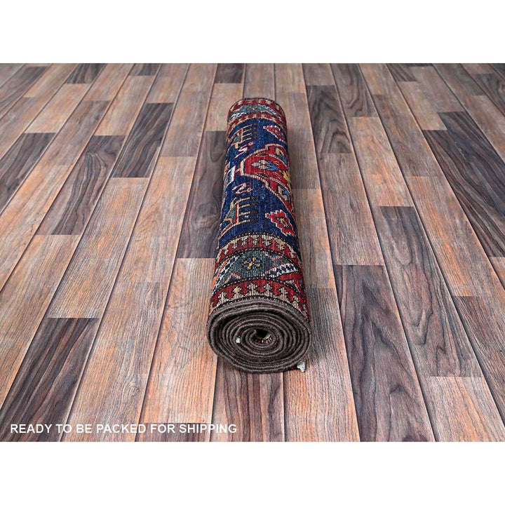2'8" x 9'6" New Hand Knotted Blue Wool Runner Oriental Rug - MOA102623
