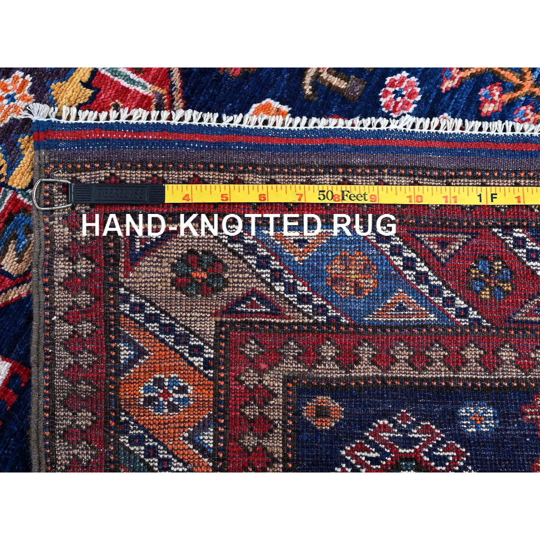 2'8" x 9'6" New Hand Knotted Blue Wool Runner Oriental Rug - MOA102623