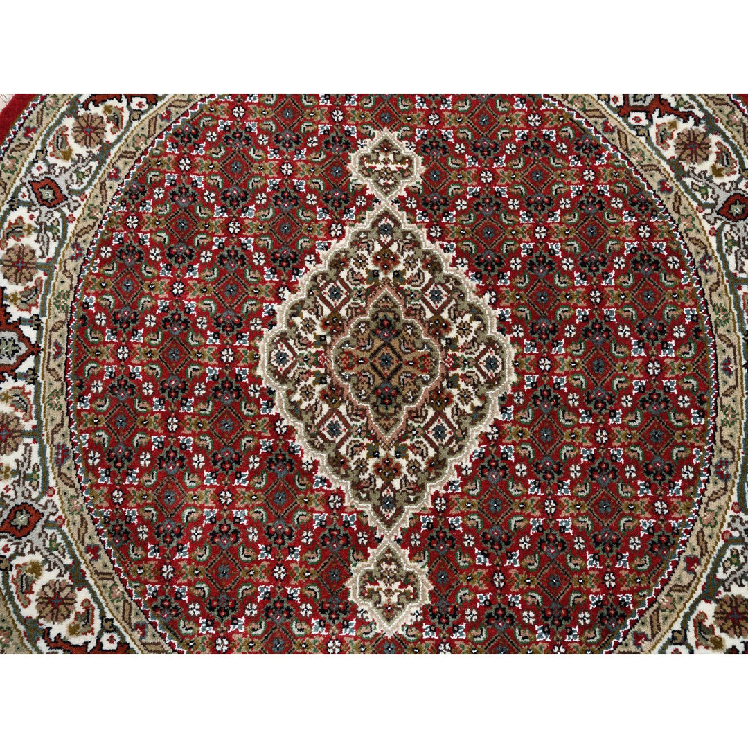 4'1" x 4'1" New Hand Knotted Red Cotton Round Oriental Rug - MOA10262442