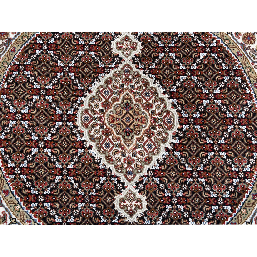 4'2" x 4'2" New Hand Knotted Black Cotton Round Oriental Rug - MOA10262446