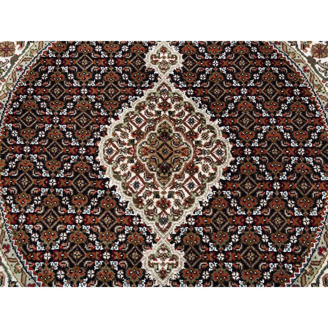 4'2" x 4'2" New Hand Knotted Black Cotton Round Oriental Rug - MOA10262447