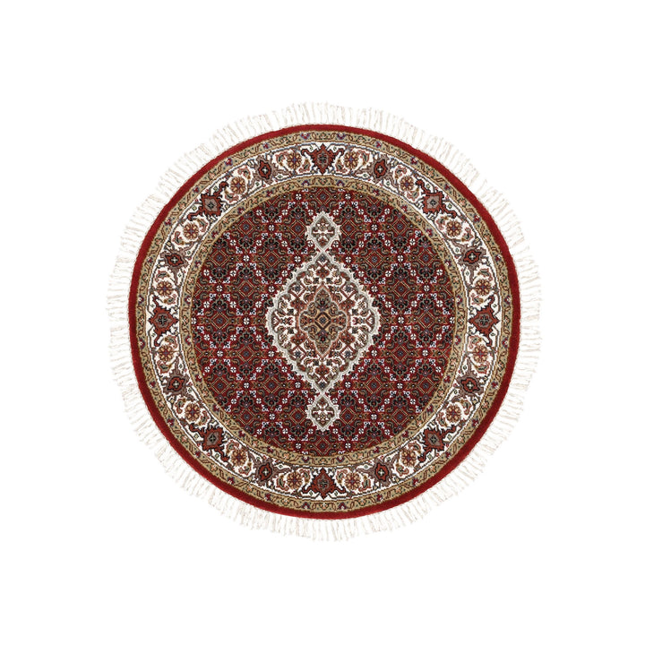 3'4" x 3'4" New Hand Knotted Red Wool Round Oriental Rug - MOA10262455