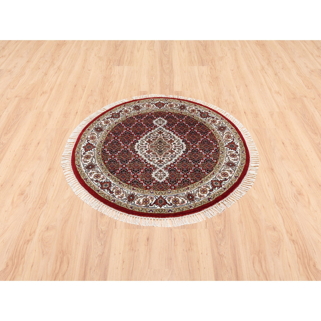 3'4" x 3'4" New Hand Knotted Red Wool Round Oriental Rug - MOA10262455