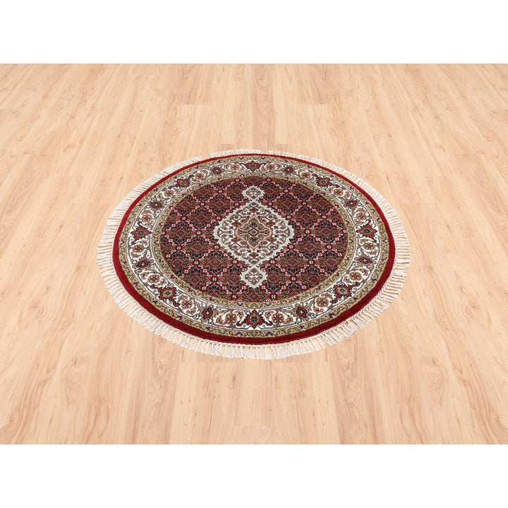 3'4" x 3'4" New Hand Knotted Red Wool Round Oriental Rug - MOA10262455