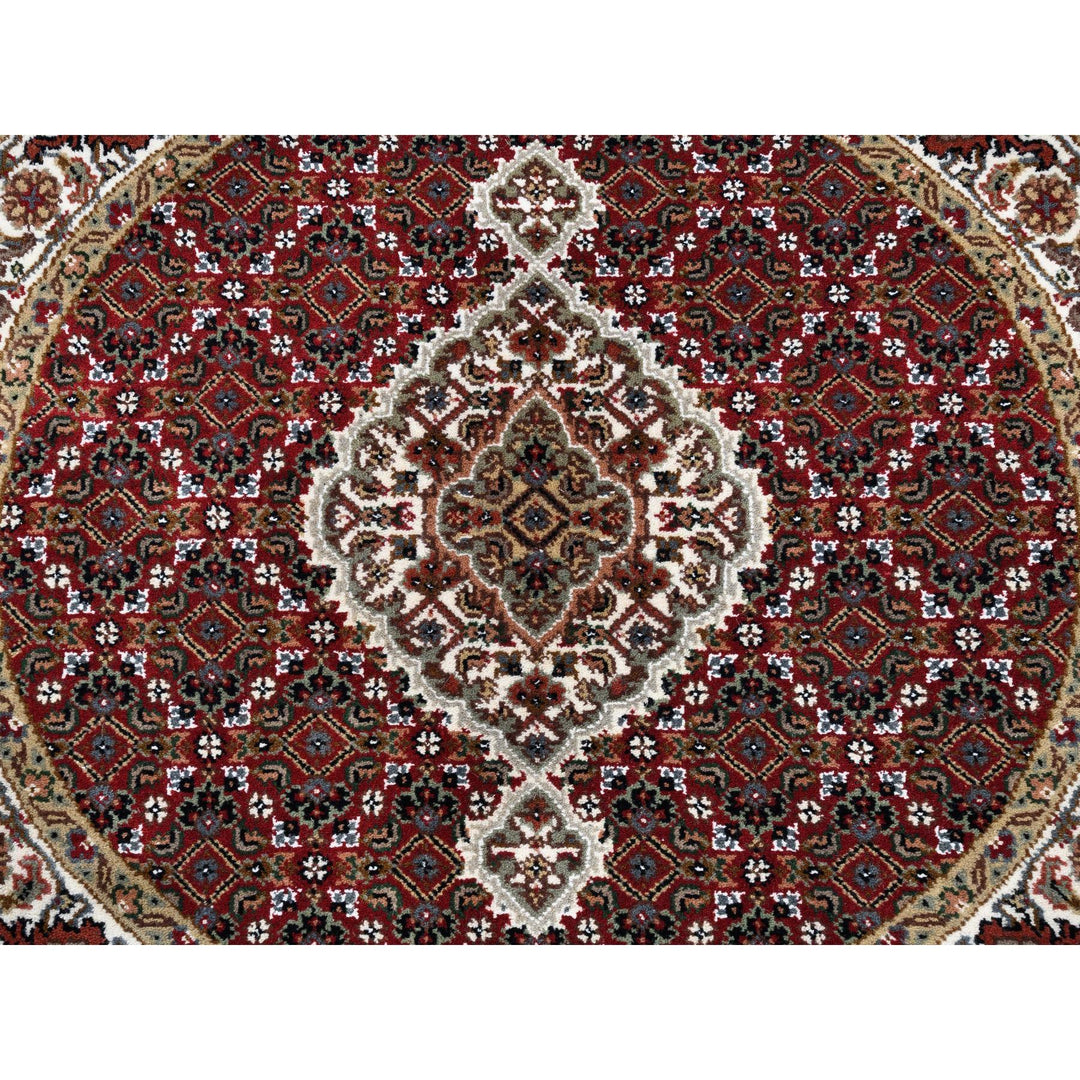 3'4" x 3'4" New Hand Knotted Red Wool Round Oriental Rug - MOA10262455